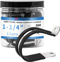12PCS 1-1/4" Double Cable Clamps with updated Riveted Reinforce, 304 Stainless Steel Rubber Cushioned Insulated Clamp, Loop Pipe Metal Wire Clamps