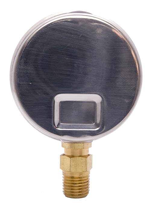 2-1/2" Oil Filled Pressure Gauge - Stainless Steel Case, Brass, 1/4" NPT, Lower Mount Connection, 0-160PSI