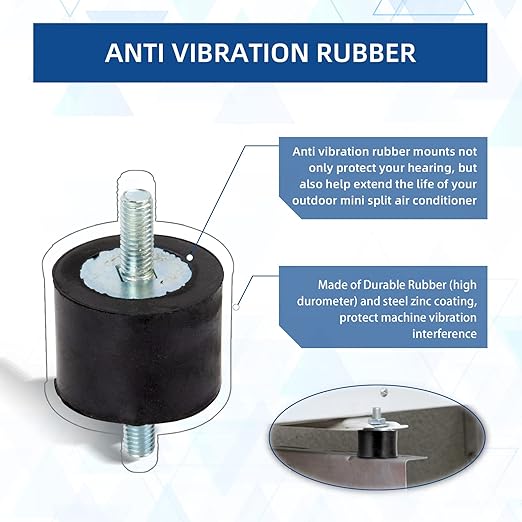 Rubber Studs Shock Absorber with Lock Nuts M8 40x30mm 4 Pack Anti Vibration Rubber Isolator Mounts Cylindrical Vibration Isolation Mount for Air Compressors, Garage Motor, Diesel Engines