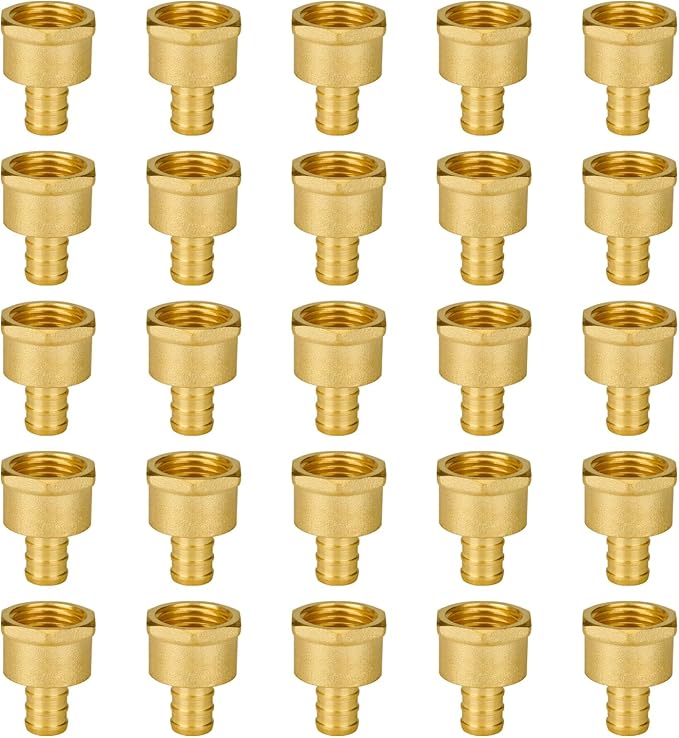 SUNGATOR 25-Pack 1/2" Pex Female Adapter, No Lead Brass Fitting, NSF, UPC Certified