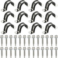 PATIKIL 12Pcs Pipe Clamps, 1-3/16 Inch 304 Stainless Steel Rubber Cushioned U Bracket Conduit Clamps Pipe Strap Wire Clips with Hexagonal Screw for Tube Hose Cord Installation, 30mm