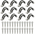 PATIKIL 12Pcs Pipe Clamps, 1-1/2 Inch 304 Stainless Steel Rubber Cushioned U Bracket Conduit Clamps Pipe Strap Wire Clips with Hexagonal Screw for Tube Hose Cord Installation, 38mm