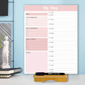 JJPRO Reusable Desktop Daily Planner with Stand,Hourly Dry Erase Board,11"x8.5"Schedule Board,Dry Erase Time Schedule with Time Slots, Desk Hourly Dry Erase Board w/Engineered Wood Stand-Pink