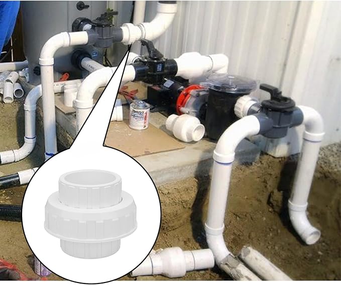3" PVC Union Coupling Pipe Fitting (Socket x Socket) 3Inch PVC Slip Union Adapter Coupling Schedule 40, EPDM O-Ring, White