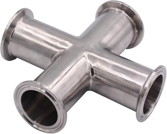 DERNORD 4 Way Cross Clamp Fits 1.5" Tri-clamp Sanitary Fitting Stainless Steel 304, 38mm Pipe OD