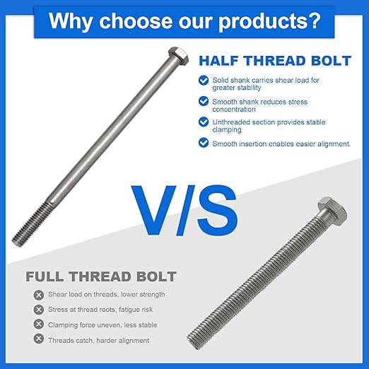 10 Pack 3/8-16 x 7'' Hex Head Cap Screw Bolt 304 Stainless Steel Half Thread External Hex Drive Screw Bolt Fastener for Wet Outdoor Metal Framing Concrete Reinforcement Railing Trellises