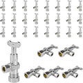 30-Pack Foskan 1/4 Turn Loose Key Angle Stop Valve,Compression Shut Off Valve 1/2" NOM (5/8" OD) x 3/8" OD,Chrome Plated Brass
