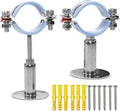 AKIHISA 2 Pcs 304 Stainless Steel Pipe Supports, Wall Mount Ceiling Mount Pipe Hanger, Pipe Holder for OD Pipe 45-48MM Adjustable Height Range 50-100mm