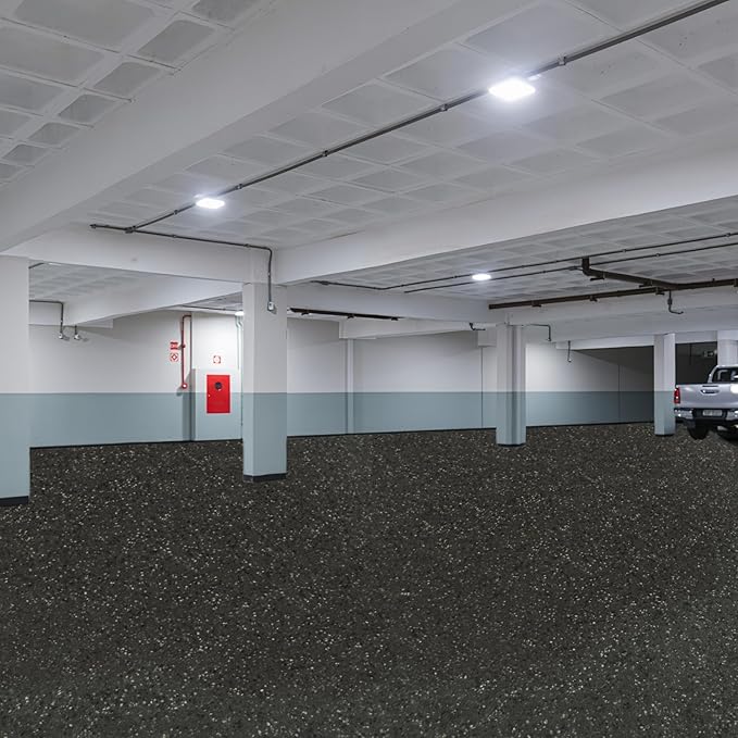 Epoxy Colored Sand Floor Paint, Epoxy Floor Paint High Gloss Marble Effect Coating for Indoor and Outdoor, Wear-resistant and non-slip Self-leveling Coating Black 35OZ(1KG)