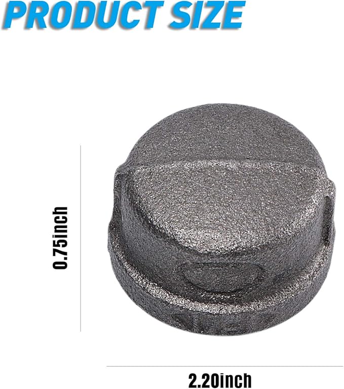 1" Pipe Fitting Cap, Home TZH 10 Pack 1" Gray Malleable Iron Cast Pipe Caps for Steam-punk Vintage Shelf Bracket DIY Plumbing Pipe Decor Furniture(10, 1")
