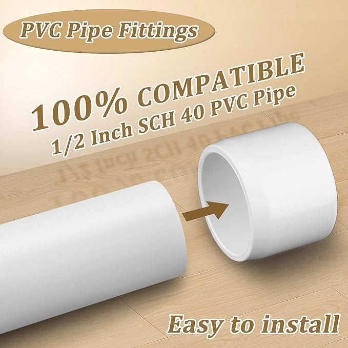 20-Pack 1/2" End Cap PVC Fittings, Furniture Grade Pipe Fittings End Cap for SCH40 PVC Pipe, Pipe Connectors for All DIY Structure and Frames