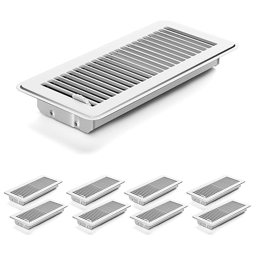 8Pcs Floor Vents Floor Registers 4x12 Inch, Heavy Duty Metal Hot Air Vent Covers 4x12 Inch with Rust-Proof Finish for Home Heater Floor Vent Grilles and Vents