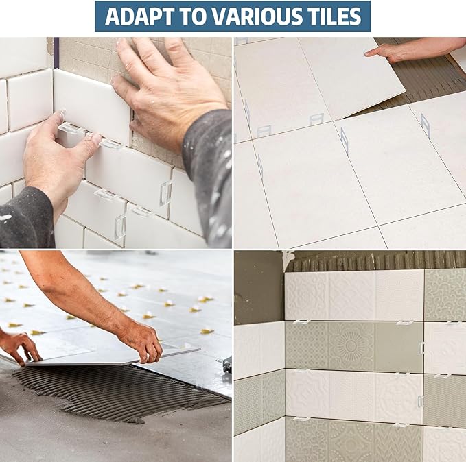 Tile Leveling System, Tile Spacers Tile Leveling Tools, Tile Leveling Clips for Tiles and Stone Installation (1/8 Inch*400 Piece)
