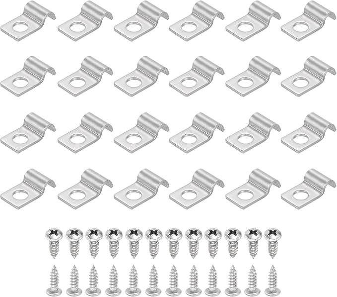 uxcell 24Pcs 4mm(3/16") One Hole Rigid Pipe Strap, 304 Stainless Steel Conduit Clamp Thicken U Bracket Heavy Duty Pipe Clamp with Self-Tapping Screws for Fixing Tube Cable, Silver