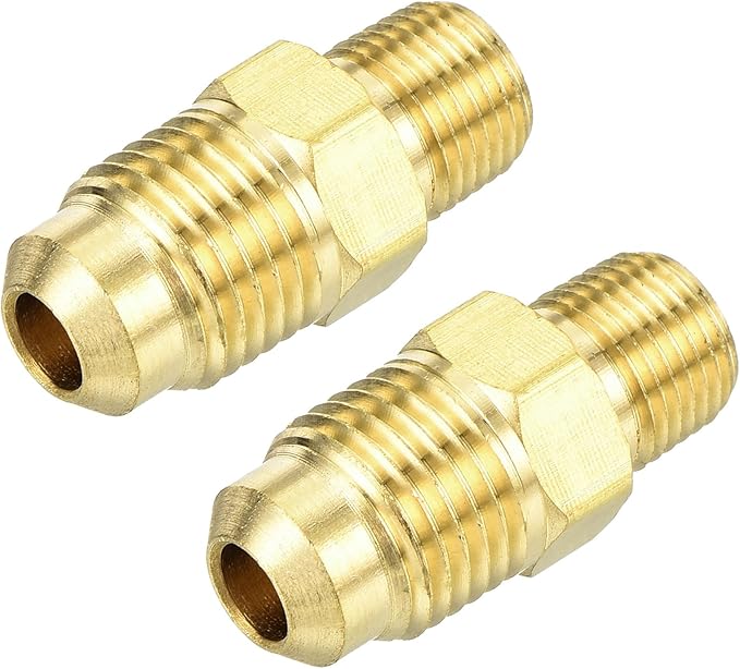 uxcell Brass Tube Fitting, 5/16O.D x 1/8NPT Brass Flared Pipe Adapter Fittings Reducing Nipples Connector, Half Union Gas Adapter for Pipe Connections, Hydraulics, Refrigeration