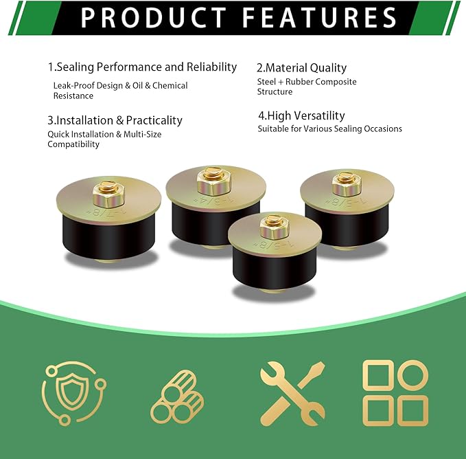 4pcs Expandable Freeze Rubber Plugs, 3 Sizes Automotive Rubber Expansion Freeze Plugs Fit Hole 1-5/8" 1-3/4" 1-7/8" (41mm - 50mm)