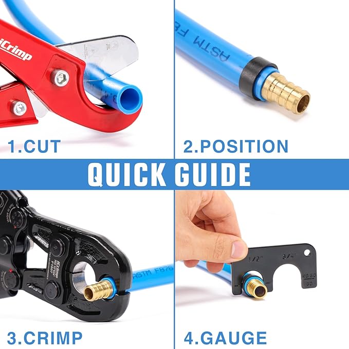 iCrimp PCKIT-1234PS PEX Crimping Tool Kit with PEX Tubing Cutter, PEX Crimper, PEX Removal Tool for 1/2-in and 3/4-in PEX Copper Crimp Rings