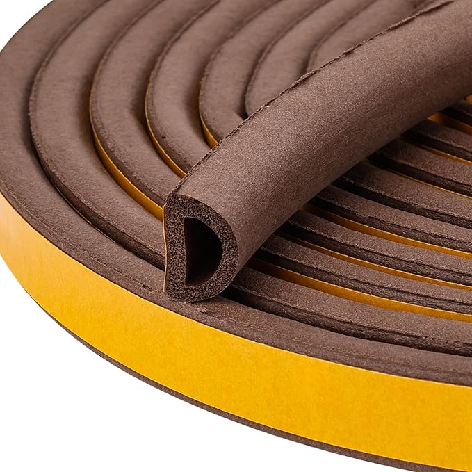 19.7Feet Rubber Weather Stripping Door Seal, Self-Adhesive Seals for Door Window Gap, Soundproofing, Insulation Strip, Door Sealers for Door Frame (Brown)
