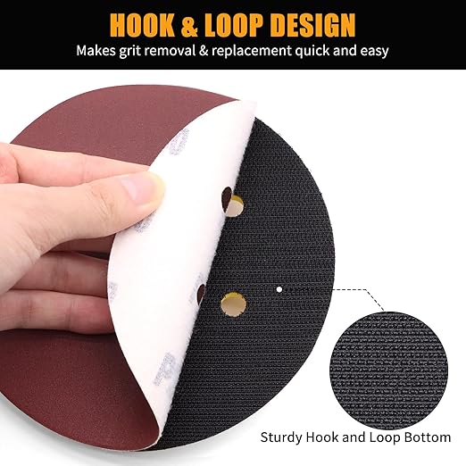 VIBRATITE 6 Inch 6 Hole Sander Backing Plate Pad, 5/16 Inch-24 Thread Dustless Random Orbital Sanding Pads, Dual-Action Orbital Sander/Polisher Backing Pad for Sanding Finishing Polishing, 6 Nails