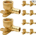 10 Pack Drop Ear Elbow Fittings, PEX 1/2" x 1/2" NPT Female Threaded Adapter Crimp Fitting, Brass, Full Port for PEX pipes in plumbing jobs