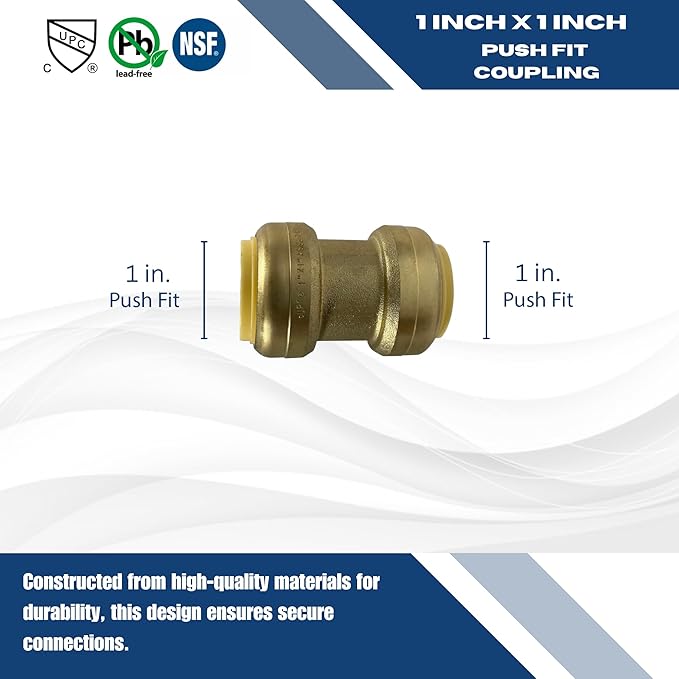 XFITTING Push Fit 1 Inch x 1 Inch, 1 in Push Fit Coupling, 27-1-2=5XX, 5 Pieces