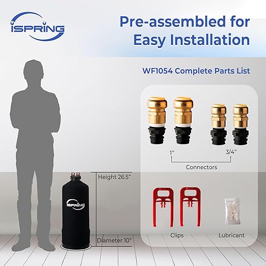 iSpring Whole House Water Filter System, Reduces Chlorine, Chloramine, Lead, Water Filter Lasts up to 3 Years, Model: WF1024