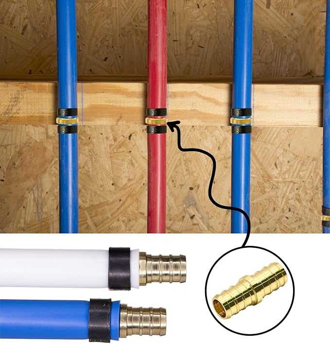 25 Pack 1/2" PEX Fittings, Brass Straight Coupling Fittings, for PEX Tubing Pipe
