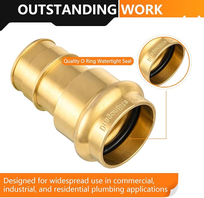 10-Pack HeSun Copper Press Fitting Adapter, 1/2" PRESS X 3/4" PEX-A Expansion F1960 Coupling, LF Brass