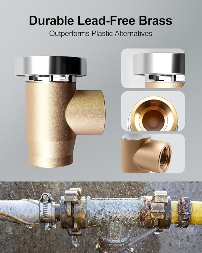 3/4" Vacuum Breaker with Female NPT Inlet and Outlet Replace LF288A, 125 PSI 180°F Lead-Free Backflow Preventer for Outdoor Faucet Garden Hose Irrigation System Low-Flow Applications