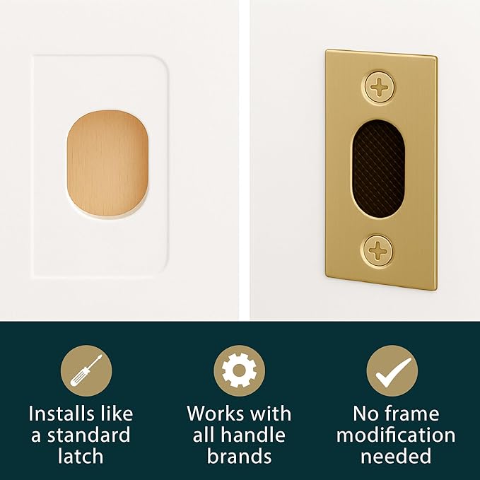 Mega Handles Magnetic Tubular Door Latch - 3 Inch Magnetic Exterior Door Latch, Standard Door Latch Replacement Suitable for Every Door Handle & Knob Brand - Satin Brass