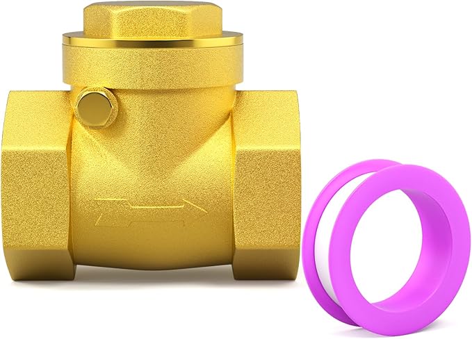 GASHER 1PC Swing Brass Check Valve DN65 2-1/2" Female Thread, Backflow Prevention, One Way Check Valves for Sump Pump and Air Compressor, Gas Air Fuel Oil Water