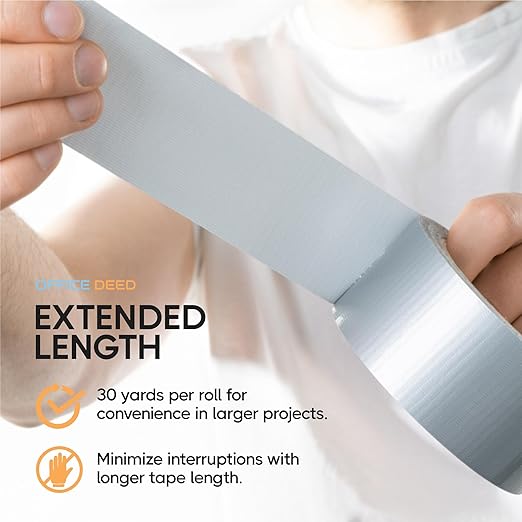Duct Tape Heavy Duty Waterproof, 30 Yards x 2 Inch, 12-Roll Pack, All-Weather Grey Duct Tape Bulk, Strong, No Residue, Industrial and Professional Use