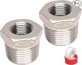 3/4" Male to 3/8" Female NPT Threaded Reducer Hex Bushing 304 Stainless Steel Reducing Adapter Pipe Fitting With Teflon Plumbers Tape(Pack of 2)