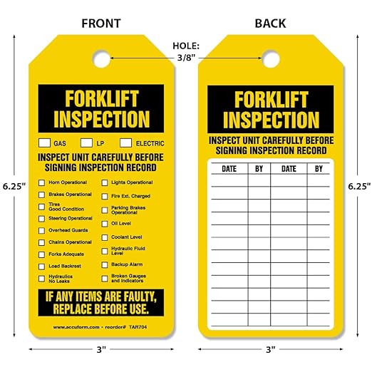 AccuformNMC 100 Inspection and Status Tags by-The-Roll, Forklift Inspection and Status, US Made OSHA Compliant Tags, Waterproof PF-Cardstock, Resists Tears, 6.25"x3", TAR704