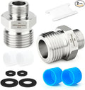 TAISHER 2PCS 304 Stainless Steel Reducer Faucet Adapter 1/2" G Thread (BSP) × 3/8" Compression Pipe Fitting for RV kitchen bathroom faucet supply line adapter with rubber gasket
