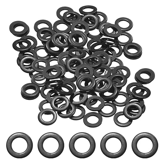 50-Pack M6 Flat Washers, Metric 12mm OD 1.5mm Thick 304 Stainless Steel Washers for Bolts Screws Nuts for Automotive/Machinery/Furniture, Flat Metal Washers [Black Galvanized]