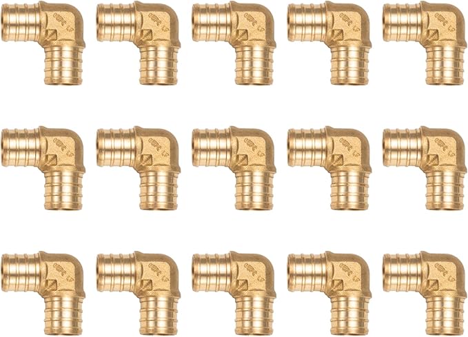WMAXPFIT(15 Pack) 3/4 Inch PEX 90 Degree Elbow F1807, LF Brass crimp fitting for PEX-b pipe