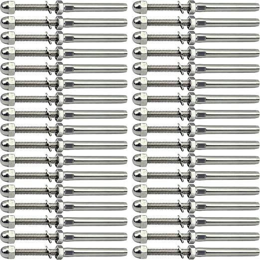 3/16 T316 Stainless Steel Stud Tensioner Cable Railing Hardware 60pcs，for Wood & Metal Posts Cable Railing System Kit