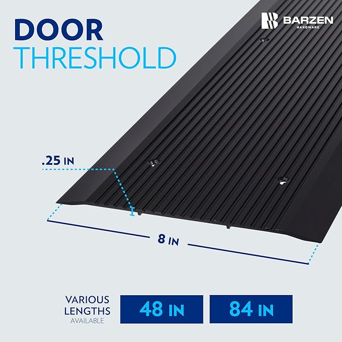Aluminum Threshold Strip - Exterior Door Threshold for Doorways & Commercial Use - Aluminum Door Sill - ADA Wheelchair Compliance - Black Anodize 8" Wide by 48" Long.