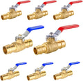 8-Pack Foskan 1" Brass PEX-A Full Port Ball Valve, Quarter Turn Shut-off Valve for PEX-A Tubing(Blue and Red)
