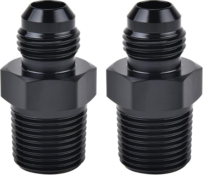 EVIL ENERGY 8AN Male Flare to 1/2" NPT Pipe Fitting Adapter Aluminum Straight Black 2PCS