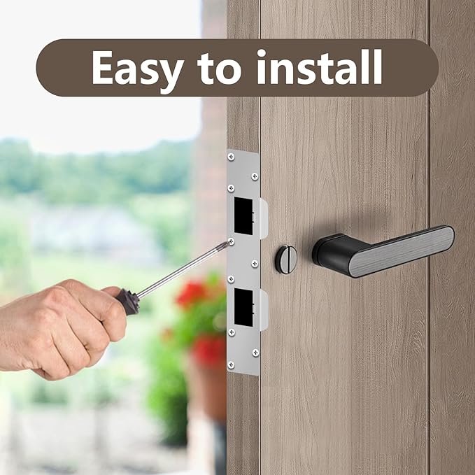 Double Holes Latch Reinforcement Plate Heavy Duty Security Latch Plate Security Striker Plates for Exterior Interior Door Deadbolt Fix Door Frame for 4.5 inch Hole Center (Silver-2Pcs)