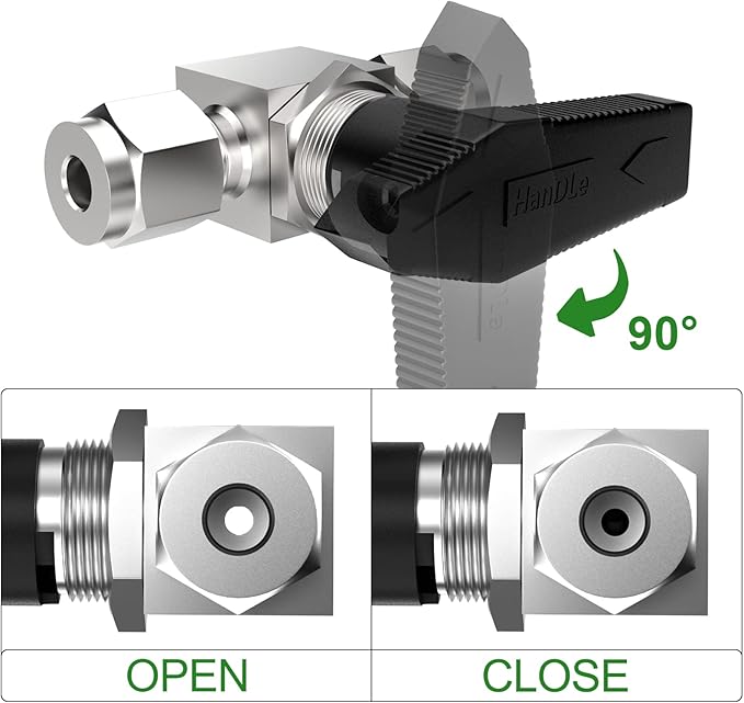 TAISHER 1PCS 316 Stainless Steel Compression Valve, 1/4" Tube OD x 1/4" Tube OD Straight Adapter