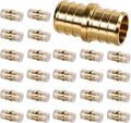 PEX Fittings 3/4 Inch, 24PCS Coupling Lead-Free Brass Connectors for PEX B Pipe, NSF UPC Certified, ASTM F1807, Compatible with Crimp/Clamp Rings (Hot/Cold Water, Hydronic Heating)