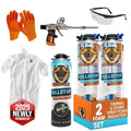 BEEST FullStop Spray Foam Insulation Kit for Walls and Attic - 40 Board ft/sq.ft. Perfect Heat & Acoustic Insulation for Reduced Energy Bills - 2X Spray Foam Can, 1x Cleaner, 1x Pro Gun & Safety Gear