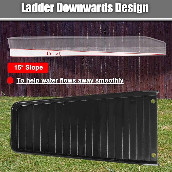 4-Pack Rain Gutter Downspout Splash Block - 16" Fixable Gutter Downspout Extension for Rainwater Drainage, Ladder Downwards Design with 8 Fixed PP Nails (Black)