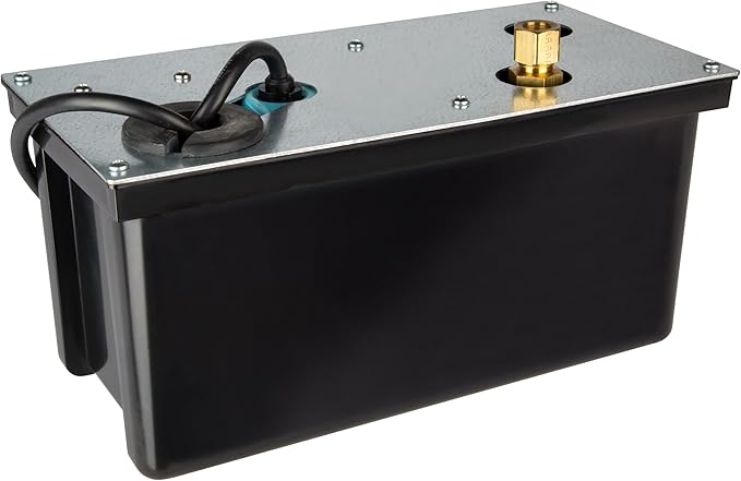 Little Giant 3-ABS 1/12 HP, 115 Volt, 310 GPH Automatic Shallow Pan Condensate Removal Pump with Condensate Collection Tank, Black/Blue, 551320