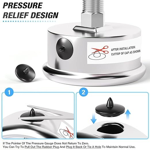 MEANLIN MEASURE 0~100Psi Liquid Filled Pressure Gauge Stainless Steel with 316 Stainless Steel Joint 1/4" NPT 2.5" FACE DIAL for Well Pump Tire Water Pressure Tester Center Back Mount