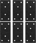 jojofuny 6 Sets Black Flat Repair Plates with Screws for Wood Furniture Reinforcement Straight Metal Brackets for Secure Fixing and Stable Support in Home and Office Use