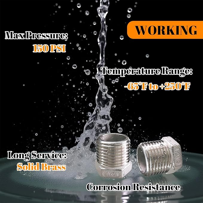 2 Pcs Stainless Steel Bushing 1/2" Male to 1/4" Female, 1/2" to 1/4" NPT Adapter Hex Stainless Steel Reducing Pipe Adapter Fitting Pipe Hose Tube Adapter Convert